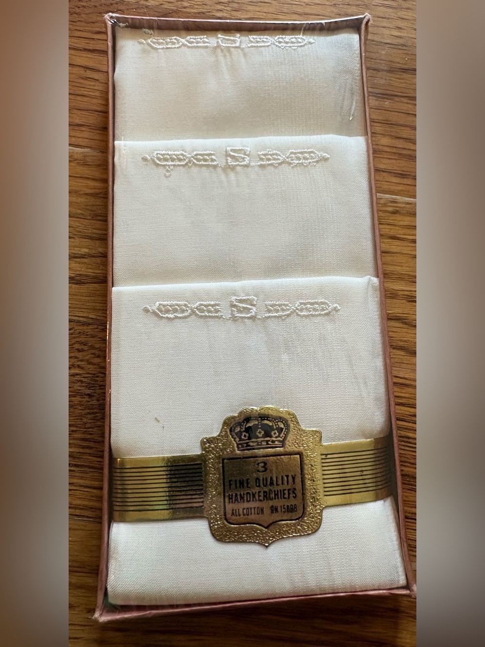Packerchief White Cotton “S” Handkerchiefs, sealed package, 1950’s Vintage